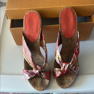 Unisa Multicolor Cork Wedge Sandals